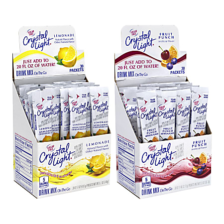 Crystal Light On-The-Go Sugar-Free Drink Mix, Assorted Flavors, 0.12 Fl Oz, 30 Packets Per Box, Pack Of 2 Boxes 
