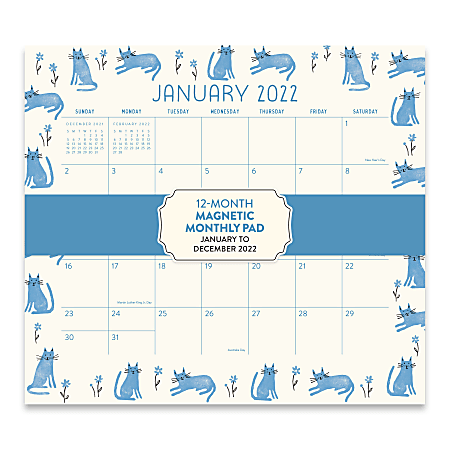 Orange Circle Studio™ Magnetic Monthly Desk Calendar Pad, 8-1/2" x 9-5/8", FSC® Certified, Multicolor, January To December 2022