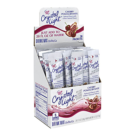 Crystal Light On-The-Go Sugar-Free Drink Mix, Cherry Pomegranate, 0.14 Fl Oz, 30 Packets Per Box, Pack Of 2 Boxes 