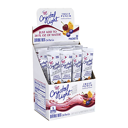 Crystal Light On-The-Go Sugar-Free Drink Mix, Fruit Punch, 0.11 Fl Oz, 30 Packets Per Box, Pack Of 2 Boxes