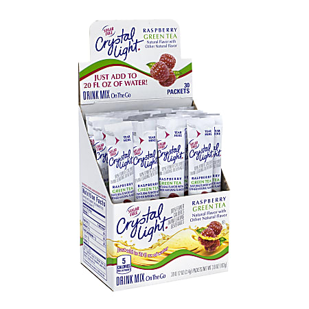 Crystal Light On-The-Go Sugar-Free Drink Mix, Raspberry Green Tea, 0.12 Fl Oz, 30 Packets Per Box, Pack Of 2 Boxes