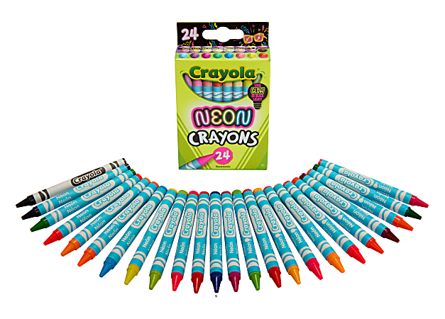 Crayola Neon Crayons for Kids (24ct), Includes 16 Glow in the Dark Colors, Kids Art Supplies, Gift for Girls & Boys, Ages 3+