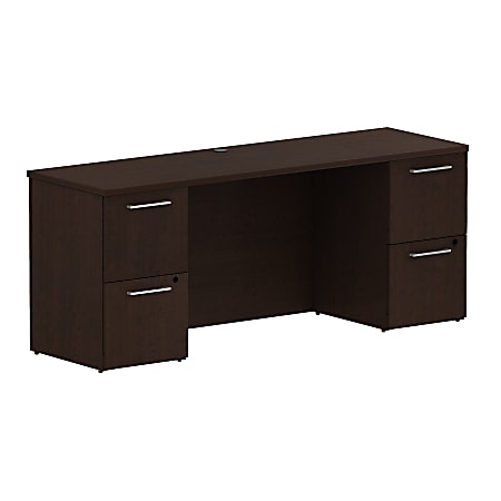 BBF 300 Series 5-Drawer Double-Pedestal Credenza, 29 1/10"H x 71 1/10"W x 21 4/5"D, Mocha Cherry, Standard Delivery Service
