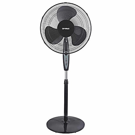 Optimus 16" Adjustable Oscillating Stand Fan With Remote Control, Black