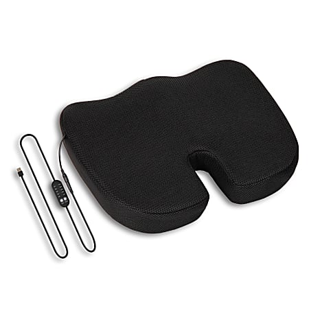 Mind Reader Heated Memory Foam Seat Cushion, 2-3/4"H x 13-1/2"W x 18"D, Black