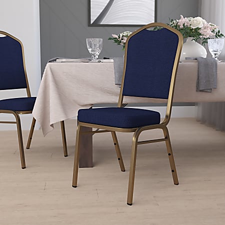 Flash Furniture HERCULES Series Crown Back Stacking Banquet Chair, Navy Blue/Goldvein