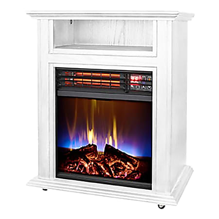 Comfort Glow® 5,120-BTU Mobile Electric Quartz Fireplace Heater with Blower, Tri-Color Flame Effect & Remote, White, QF4562R
