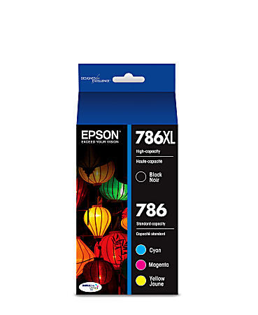 Epson® 786XL/786 DuraBrite® High-Yield Black And Cyan, Magenta, Yellow Ink Cartridges, Pack Of 4, T786XL-BCS