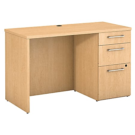 Bush Business Furniture 300 Series Desk With Pedestal, 48"W x 22"D, Natural Maple, Standard Delivery