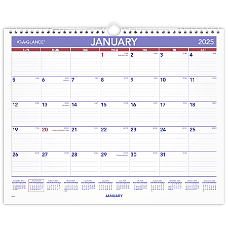 2025 AT-A-GLANCE® Monthly Wall Calendar, 15" x 12", Traditional, January 2025 To December 2025, PM828