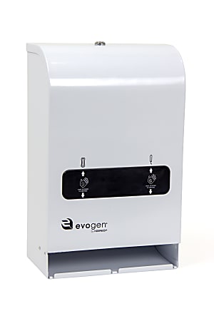 Hospeco EvoGen® No-Touch Dual Pad/Tampon Metal Dispenser, EVNT4, 19-1/2"H x 8-3/4"W, White