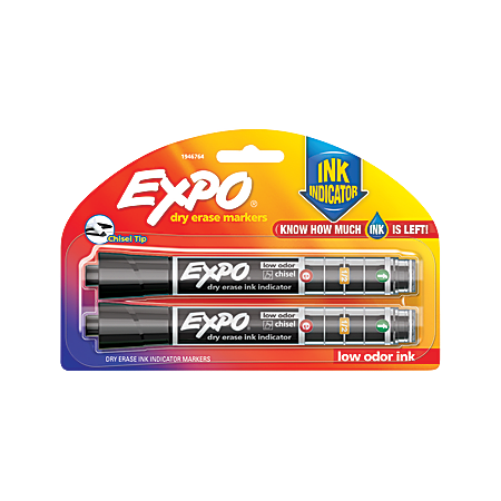 EXPO® Dry-Erase Markers With Ink Indicator, Chisel Tip, Black, Pack Of 2
