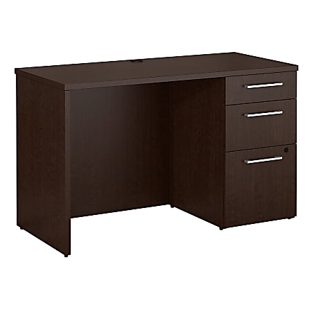 Bush Business Furniture 300 Series Desk With Pedestal, 48"W x 22"D, Mocha Cherry, Premium Installation