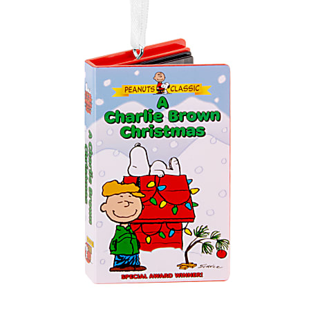 Hallmark Resin Christmas Ornament, 3” x 1-3/4” x 1-1/2”, Peanuts A Charlie Brown Christmas Retro Video Cassette Case
