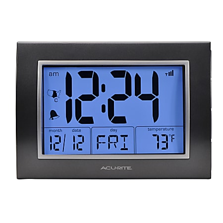 AcuRite Atomix® "Set & Forget" Atomic Alarm Clock, 5"H x 7"W x 2 5/16"D, Black