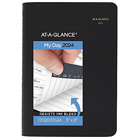 AT A GLANCE Daily Appointment BookPlanner 5 X 8 Black January To