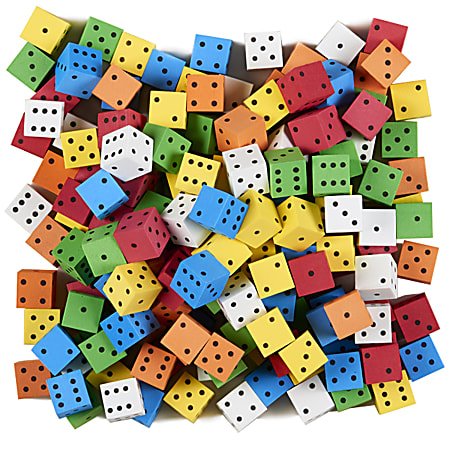 Koplow Games Foam Dice, 5/8", Assorted Colors, Pack Of 200 Dice