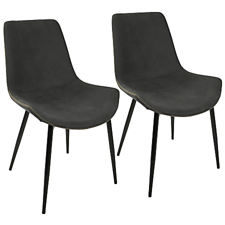 LumiSource Duke Dining Chairs, Black/Gray, Set Of 2