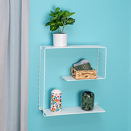 Honey Can Do 3-Tier Floating Square Decorative Metal Wall Shelf, 17-3/4”H x 6”W x 17-3/4”D, White