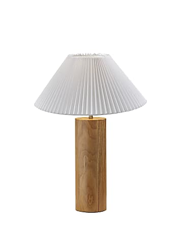 Adesso Marta Table Lamp, 25-1/2”H, White Shade/Natural Base