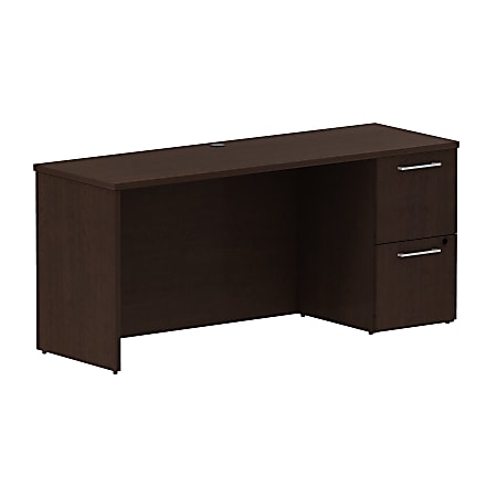 Bush Business Furniture 300 Series Desk With Pedestal, 66"W x 22"D, Mocha Cherry, Premium Installation