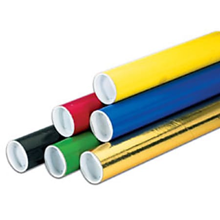 Office Depot® Brand Color Mailing Tubes With Plastic Endcaps, 2" x 20", Gold, Pack Of 50