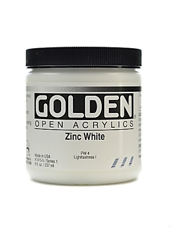Golden OPEN Acrylic Paint, 8 Oz Jar, Zinc White