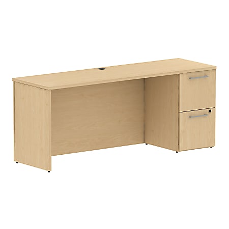 Bush Business Furniture 300 Series Breakfront Desk With 3 Drawer Pedestal, 72"W, Natural Maple, Standard Delivery