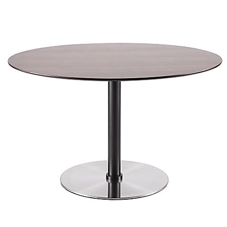 Lumisource Dillon Mid-Century Modern Dining Table, Round, Walnut/Stainless Steel