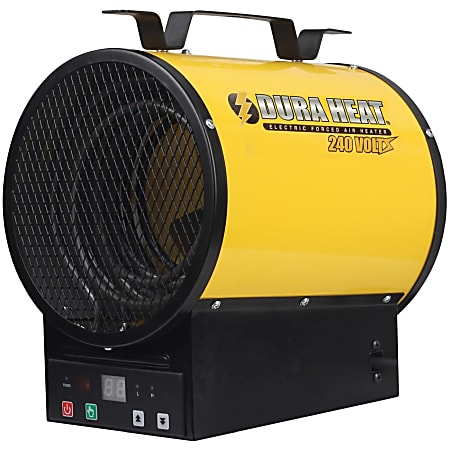 DuraHeat EUH4000R Electric Forced Air Heater with Remote Control - Tubular - Electric - Electric - 3997.49 W to 3751.31 W - 500 Sq. ft. Coverage Area - 3750 W - 230 V AC - 20 A - Remote Control - Indoor - Surface Mount - Yellow, Black