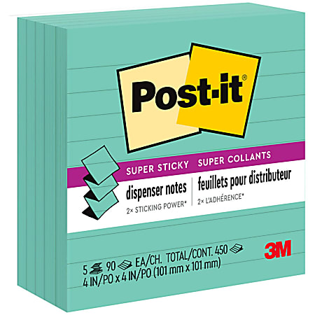 POST-IT Cube de 4 blocs Super Sticky Easy Select 74 feuilles lignées 7,6 x  7,6 cm