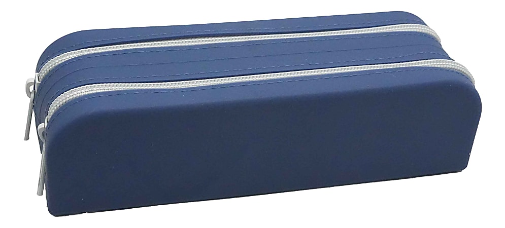 Office Depot&reg; Brand Silicone Pencil Pouch, 2-3/8" x 7-7/8", Navy