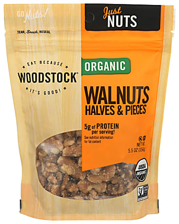 Woodstock Foods Organic Walnut Halves And Pieces, 5.5 Oz, Total Qty 8