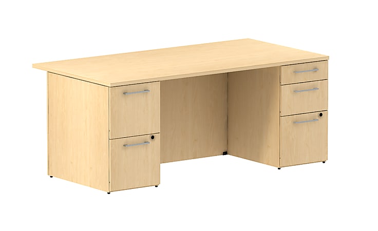 BBF 300 Series Executive Double-Pedestal Desk, 29 1/10"H x 71 1/10"W x 36 1/10"D, Natural Maple, Standard Delivery Service