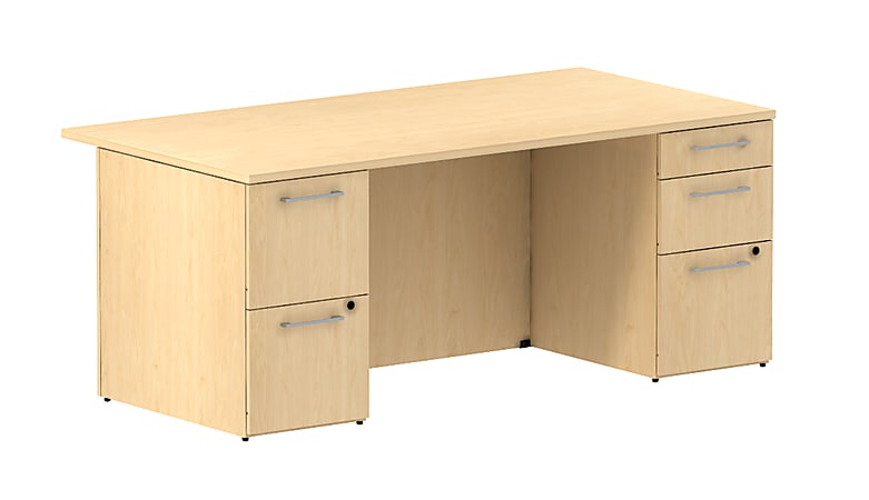 BBF 300 Series Executive Double-Pedestal Desk, 29 1/10"H x 71 1/10"W x 36 1/10"D, Natural Maple, Premium Installation Service