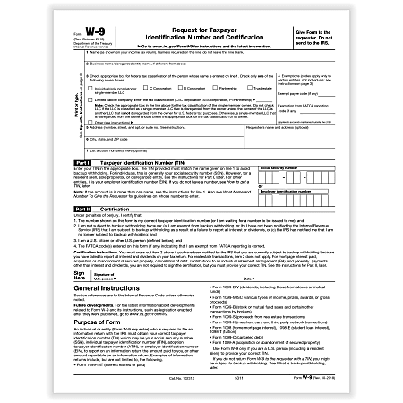 ComplyRight W 9 Tax Forms 1 Part 8 12 x 11 Pack Of 50 Forms - Office Depot