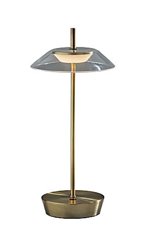 Adesso ADS360 Ako LED Cordless Table Lamp, Antique Brass with Clear Acrylic White Shade