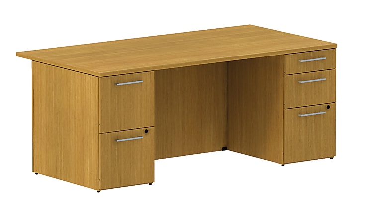 BBF 300 Series Executive Double-Pedestal Desk, 29 1/10"H x 71 1/10"W x 36 1/10"D, Modern Cherry, Premium Installation Service