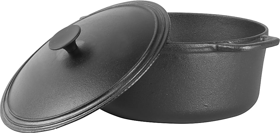 Commercial Chef Cast Iron Dutch Oven, 6.6-Quart, Black