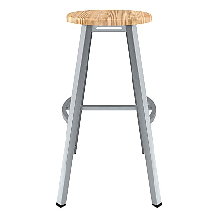National Public Seating Titan Stool, 30", Natural Wood/Gray