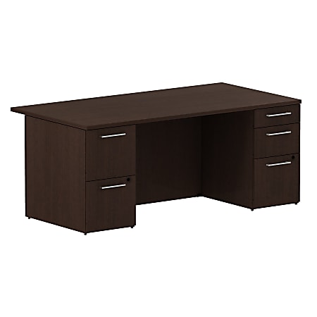 Bush Business Furniture 300 Series Double Pedestal Conference Desk, 72"W x 36"D, Mocha Cherry, Premium Installation