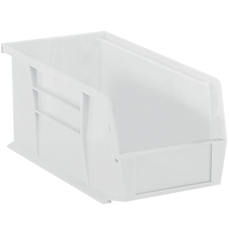 Partners Brand Plastic Stack & Hang Bin Boxes, Medium Size, 14 3/4" x 8 1/4" x 7", Clear, Pack Of 12
