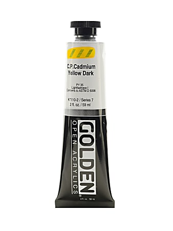 Golden OPEN Acrylic Paint, 2 Oz Tube, Cadmium Yellow Dark (CP)