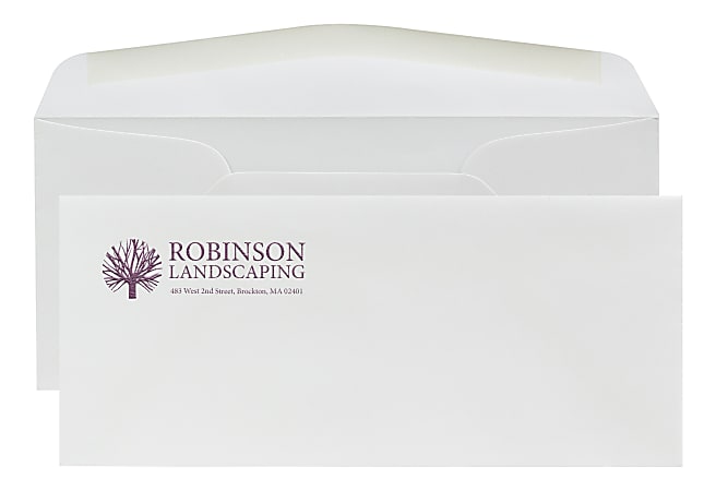 Custom PMS 1-Color Raised Print #10 Stationery Envelopes, 4-1/8" x 9-1/2", Bright White Woven, Box Of 250 Envelopes