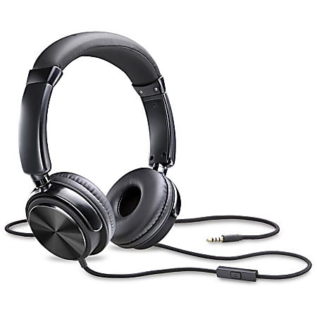 Compucessory Tangle free Headset with Mic Stereo Wired Binaural Black Office Depot