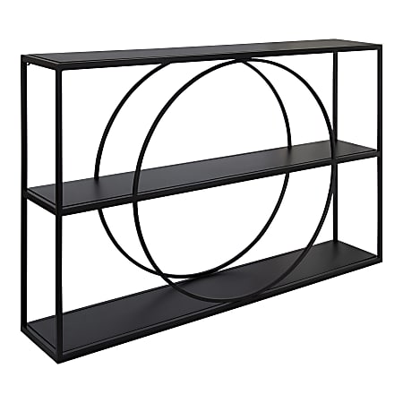 Kate and Laurel Pirzada Geometric Wall Shelves, 24”H x 36”W x 6”D, Black