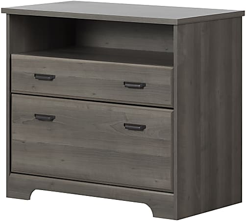 South Shore Versa 33-3/4"W x 19"D Lateral 2-Drawer File Cabinet, Gray Maple