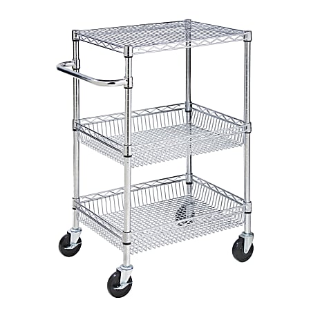 Honey-Can-Do Rolling Utility - Trolley - 3 shelves - 11 gauge steel - chrome