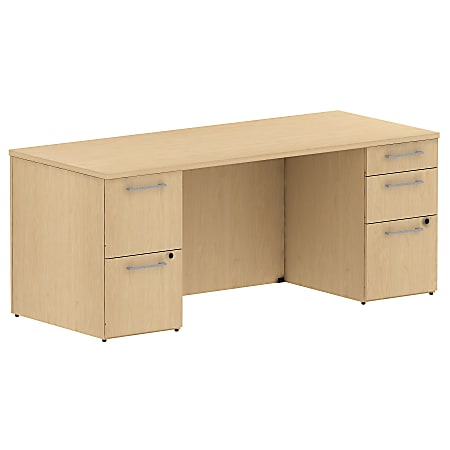 Bush Business Furniture 300 Series Office Desk With 2 Pedestals,72"W, Natural Maple, Premium Installation
