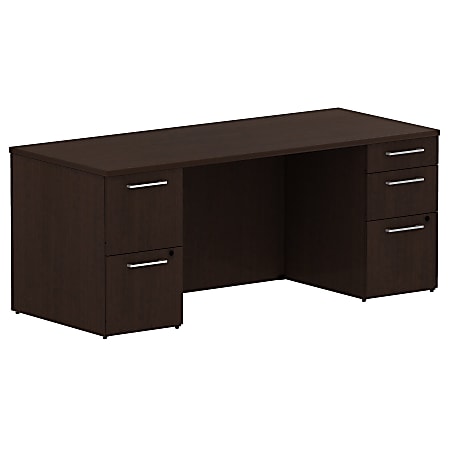 Bush Business Furniture 300 Series Office Desk With 2 Pedestals,72"W, Mocha Cherry, Standard Delivery